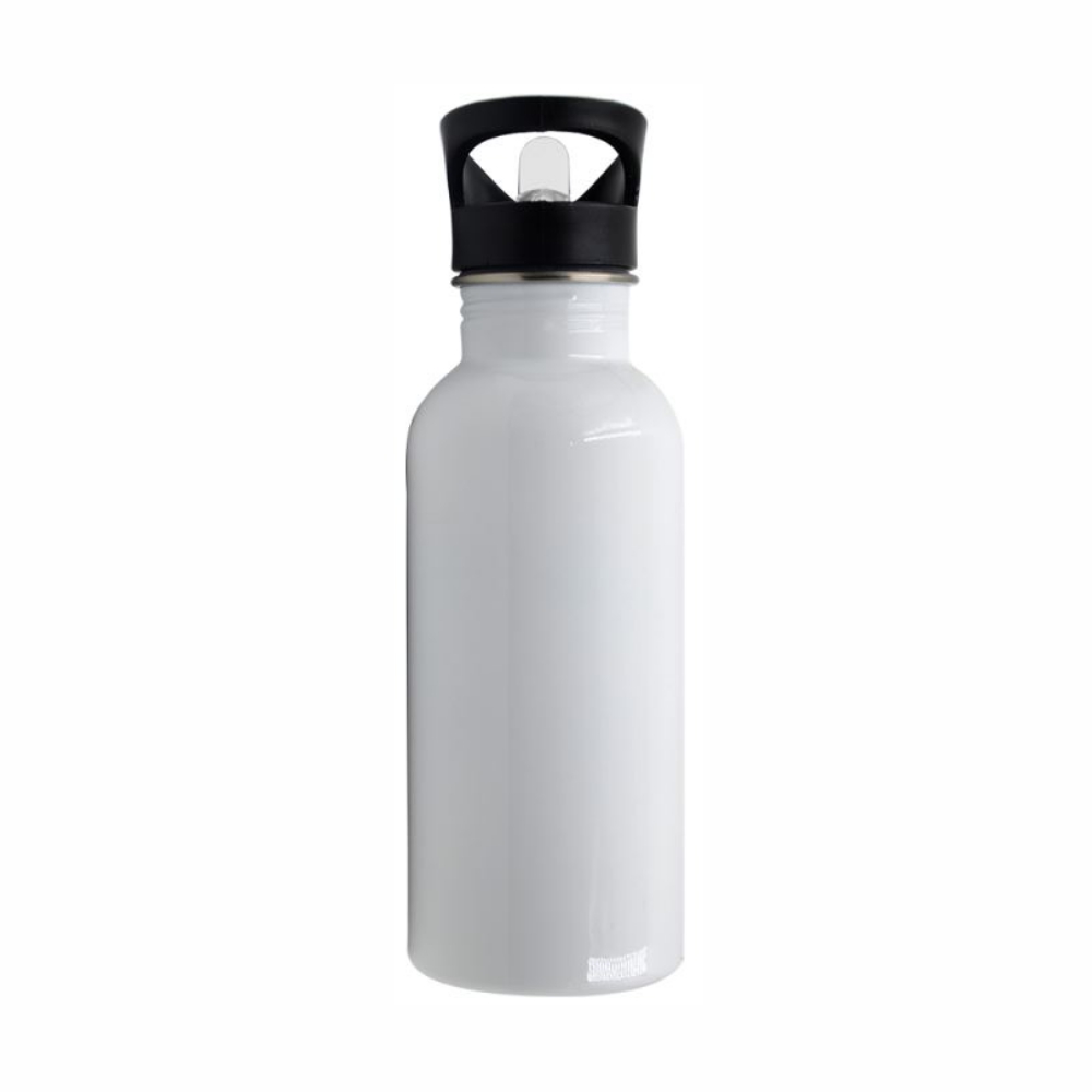 Subli-Print® Aluminium Bottle with Straw Ø 73 mm white
